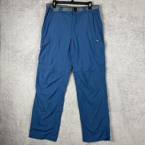 Columbia Pants Mens 34x32 Blue Convertible Zip Off Hiking Omni-Shade Nylon Cargo
